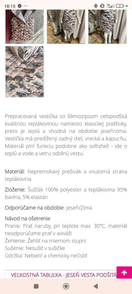 Rastúca vesta podsita teplakovinou, 128