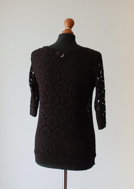 Elegantná čierna čipkovaná blúzka, new look,38