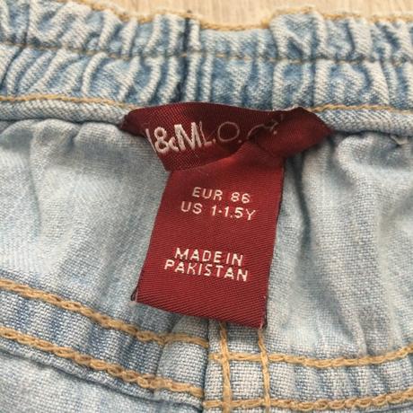 Kraťasy rifľové dievčenské l.o.g.g. č.86, 1-1,5y, h&m,86