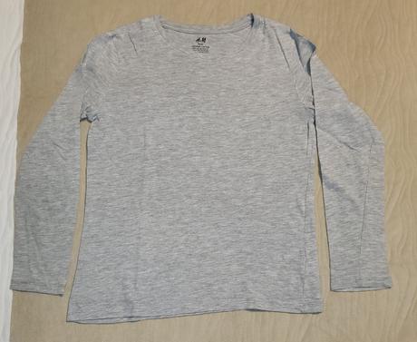Šedé tričko/nátelník dlhý rukáv velk. 134/140, h&m,134