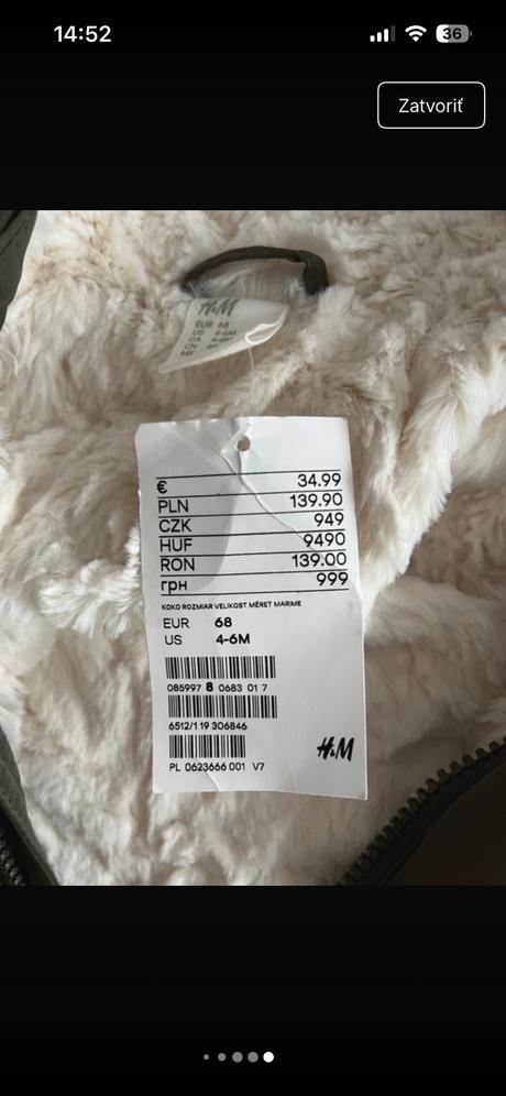 Zimný overal, h&m,68