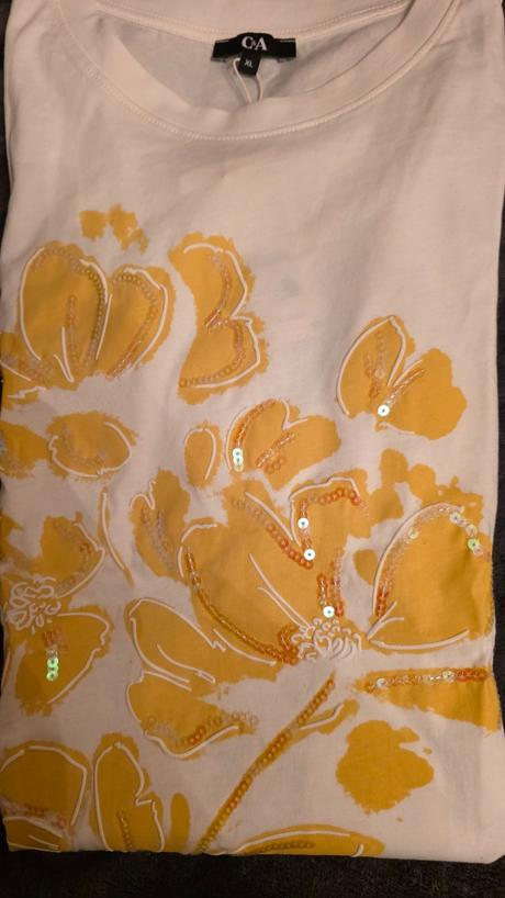 Bavlnene tricko xl  s kvetmi, c&a,xl