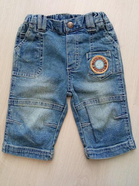 Chlapčenské modré rifle s nášivkami (62), 62