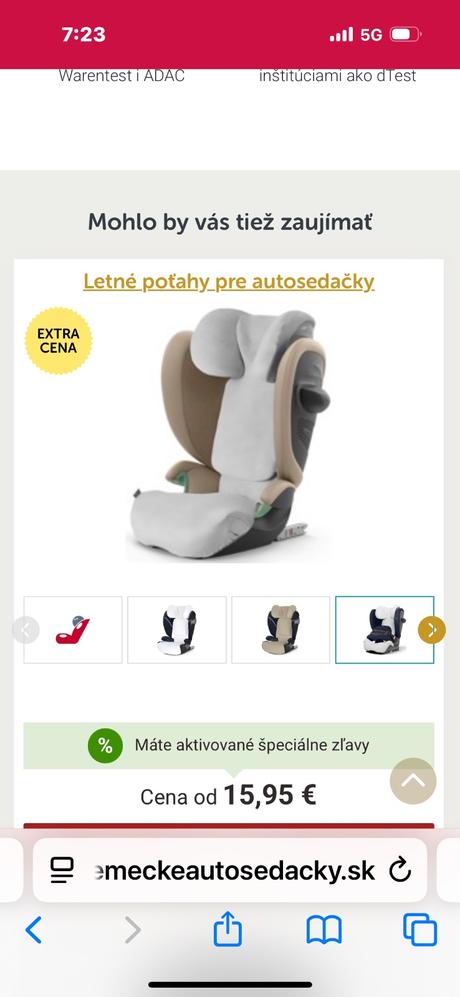 Letný poťah na autosedačku cybex pallas m+f, cybex
