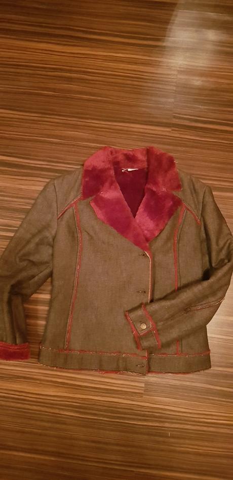 Riflová bunda s kožušinou, l