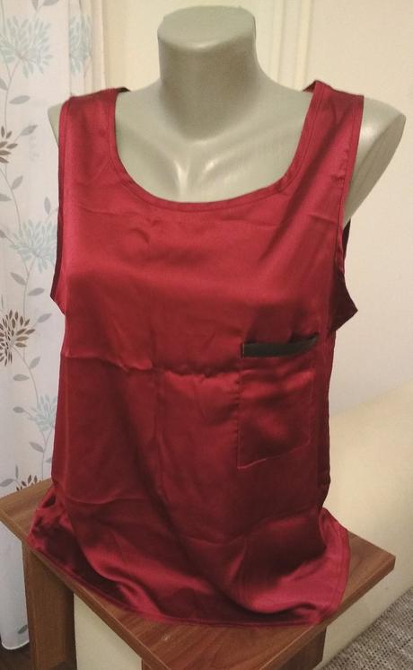Saténový top bordový, l