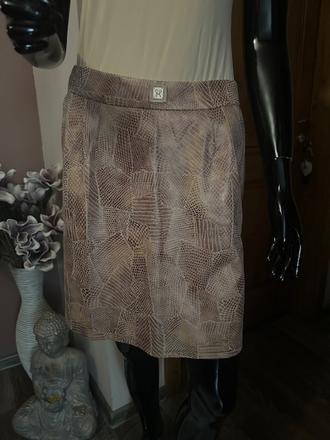 Hnedo-ružová krátka sukňa z eko-kože zn. magenta, l / m