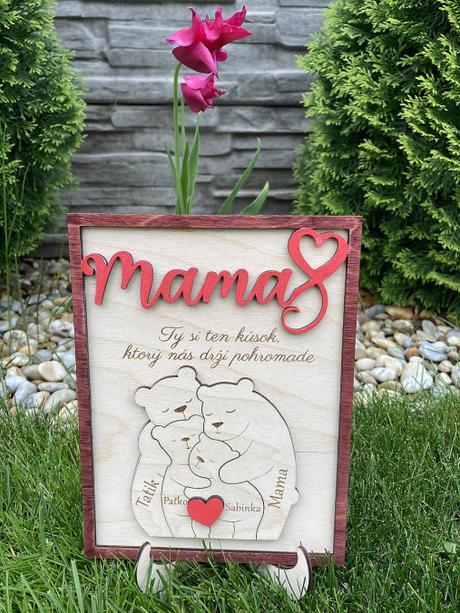 Tabuľka pre mamu - medvedikova rodinka,
