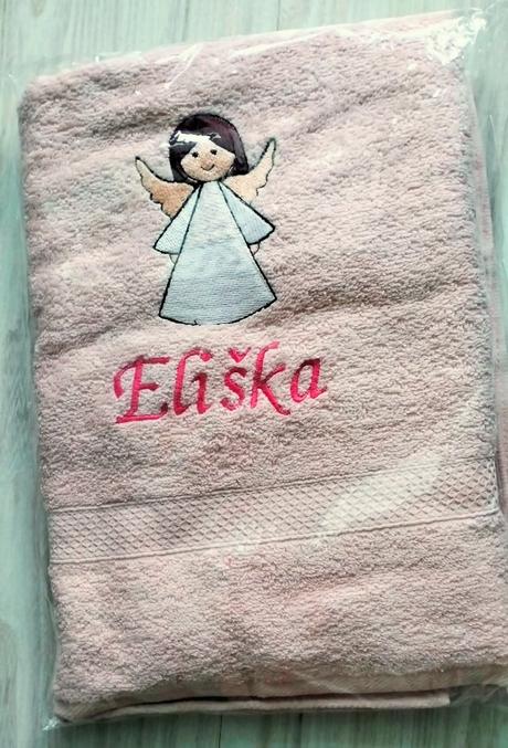 Marhuľková osuška s anjelikom a menom "eliška",