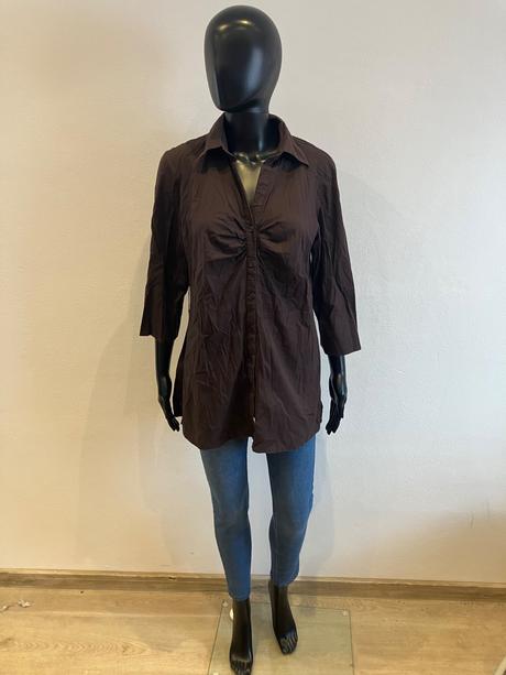 Dámska košeľa predĺžená tmavohnedá (14), xl