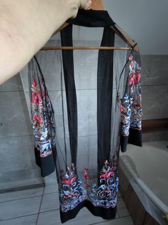 Priesvitný kardigan (kimono) s výšivkou, 