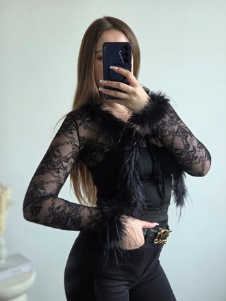 Čierne čipkované bolero s, s