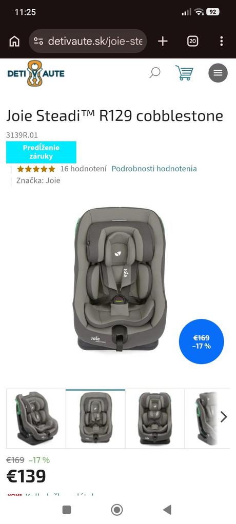 Autosedačka joie steadi 0/18kg už len 1ks, joie