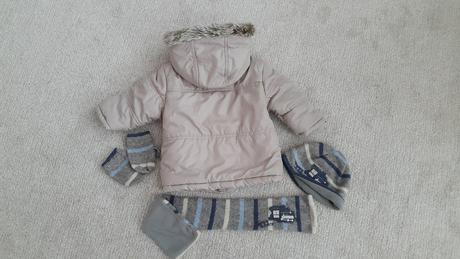 2zimna bunda s ciapkou, salom a rukavickami 74/80, 74