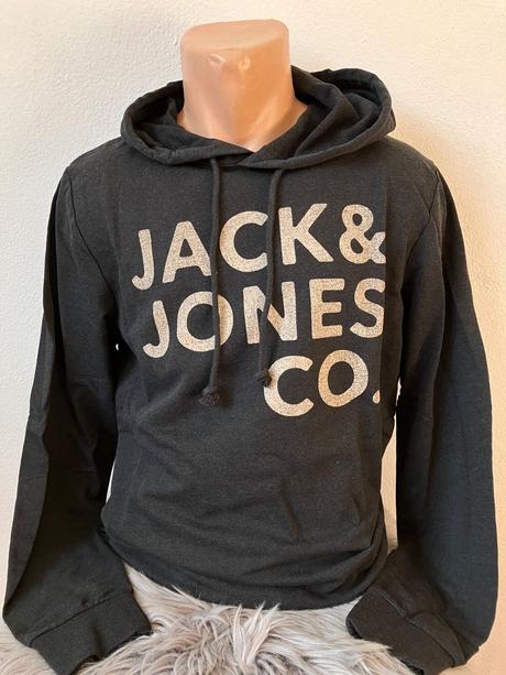 Sivá mikina s kapucňou a nápisom jack&jones (l), l