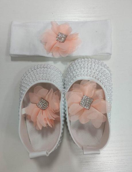 Topánočky s čelenkou - lososový kvet, 17