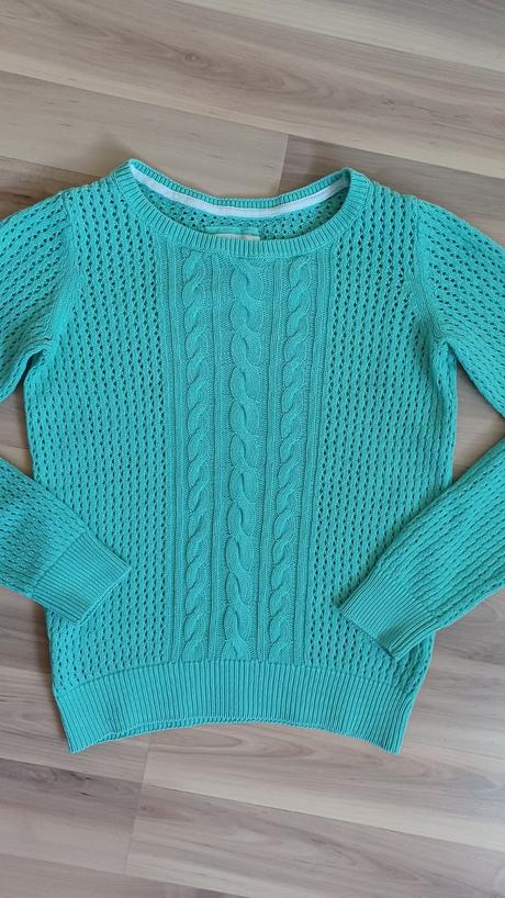Dierkovaný sveter v mentolovej farbe, h&m,158