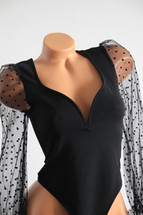 Čierny elegantný body top, xs, xs