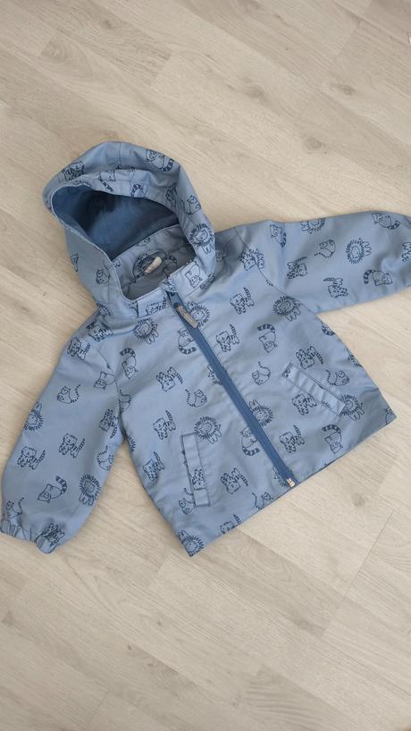 Chlapčenská modrá jarná bunda so zvieratkami, h&m,80