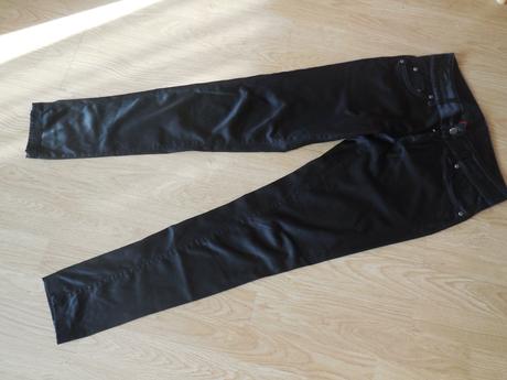 Saténové nohavice, denim,36