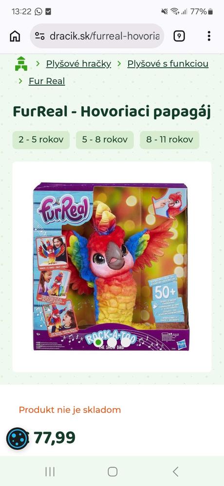 Hovoriaci papagaj - furreal, 