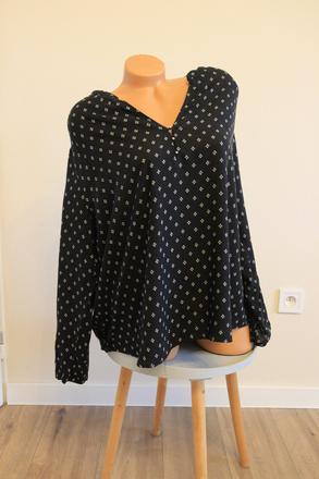 Čierno biela viskózová blúzka, xxxl, xxxl