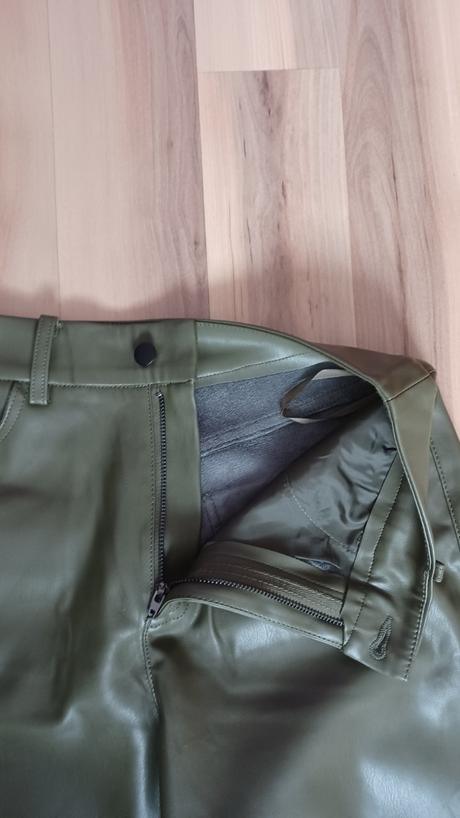 Kožené kaki nohavice, xs