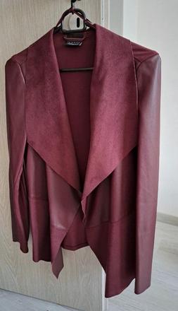 Bordovy kož. kardigan, sako s,m sadne, m