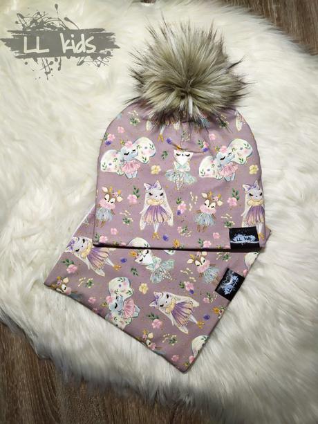 Zimný set čiapka s brmbolcom+nákrčník, 50 - 158