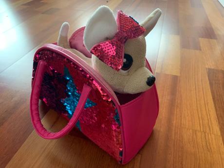 Plysová hračka čivava v kabelke, 