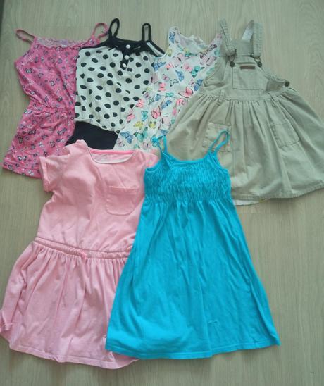 Dievčenské letné šaty a overaly 110/116, 122 a 128, 104–116