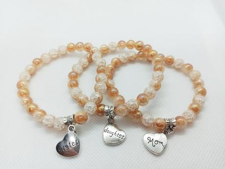 Náramok mama, dcéra alebo sestra,pukany krištáľ, 