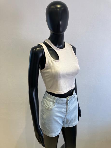 Dámsky crop top béžový (m), m