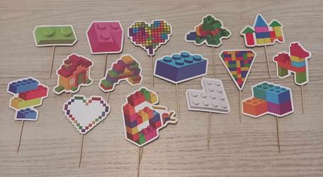 Tortový zápich lego kocky (15ks) - skladom, nv-1,