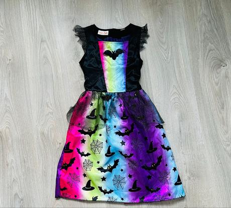 Farebné dievčenské šaty na halloween + čelenka,
