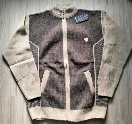 Béžovo hnedý sveter na zips, v. xl, 170 / 176 / 182 / xl / xxl