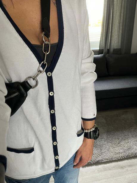 Dámsky sveter th biely, tommy hilfiger,xl