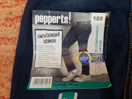 Džínsy 122 nové s poštou, pepperts,122