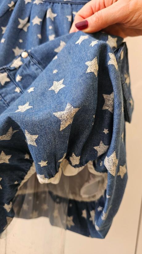 Rifľové šaty s hviezdičkami, bonprix,134