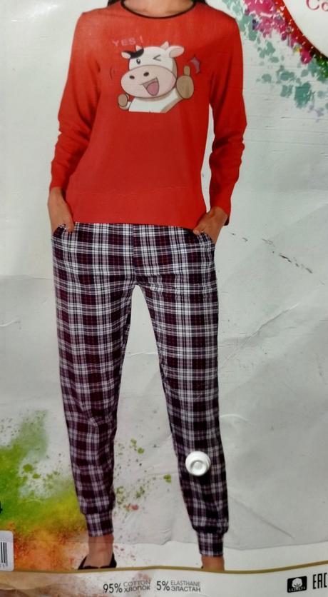 Dámske bavlnené pyžamo červené, l / xl