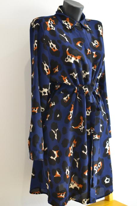 Modré košeľové šaty l, l