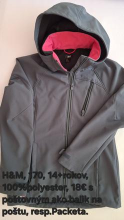 Dievčenská šedá softshellová bunda, h&m., h&m,170