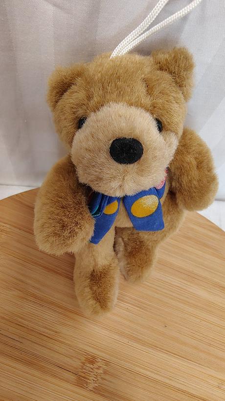 Plyšový hnedý medveď s mašlou, bremen, 13 cm,