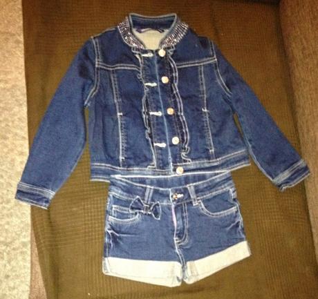 Dievčenská rifľová súprava - bunda a kraťasy, original marines,104