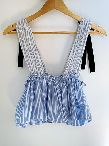 Zara košeľová modrobiela peplum blúzka s pásikmi, zara,xs