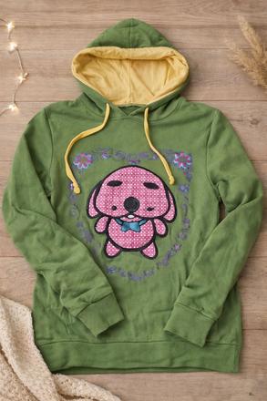 Zelená mikina s kapucňou, s