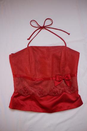 Červený vintage korzetový top veľkosť 38, 38