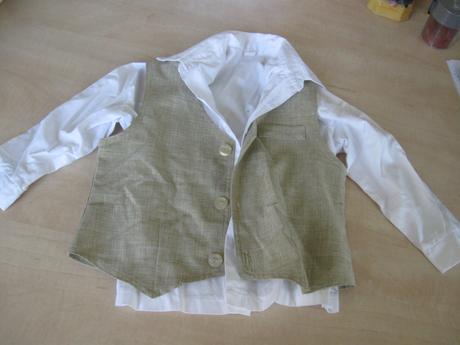 Chlapčenská biela košeľa + vesta, 98/104, 98