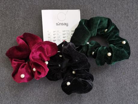 3 zamatové gumičky do vlasov, sinsay
