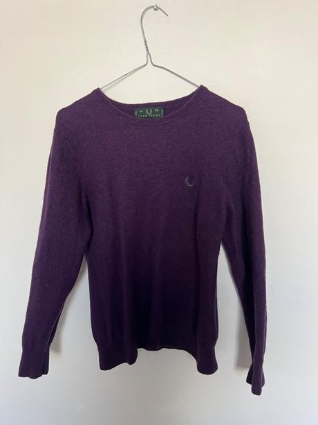 Fred perry 100p wool lana vlneny sveter sedi s/m, s